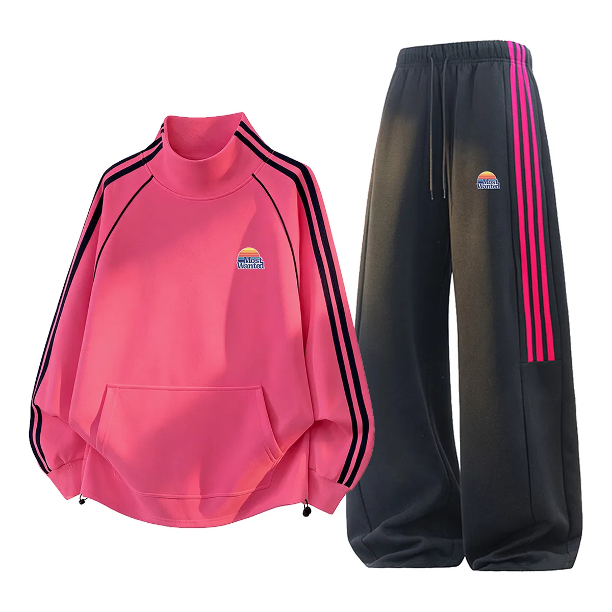 Комплект спортивной одежды для девочек с брюками Pink+Black, MostwantedLab, Pink/Black