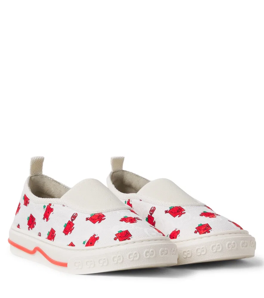 Слипоны с принтом Gucci Kids, белый