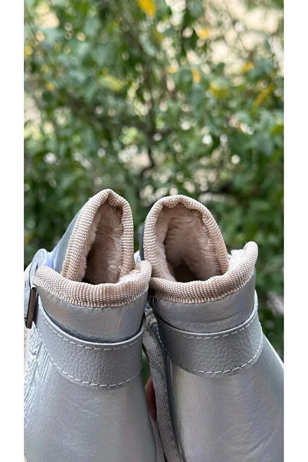 Детские ботинки для девочек с принтом Özde Shoes, Gray (Shiny) — фото 3