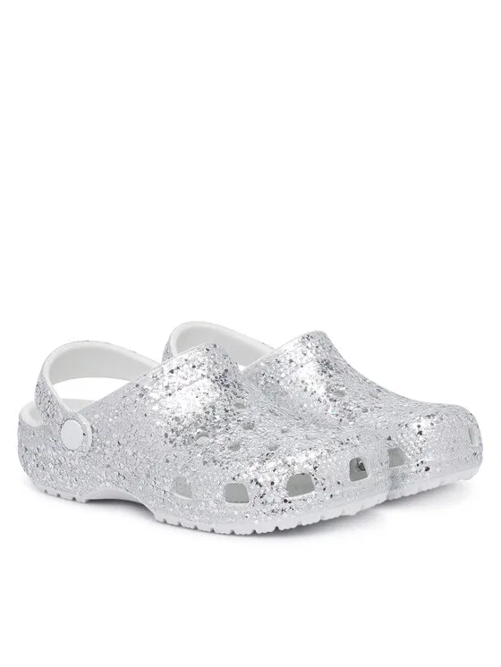 Шлепанцы Classic Dazzle Glitter Clog K Crocs, серебро — фото 2