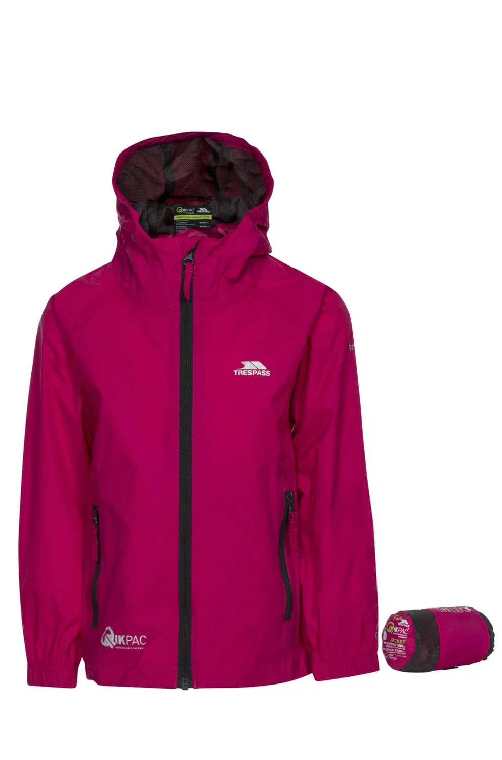 Детская дождевая куртка с капюшоном Qikpac Packaway Trespass, Braun Fluoreszierendes Magenta 2117 Of Sweden