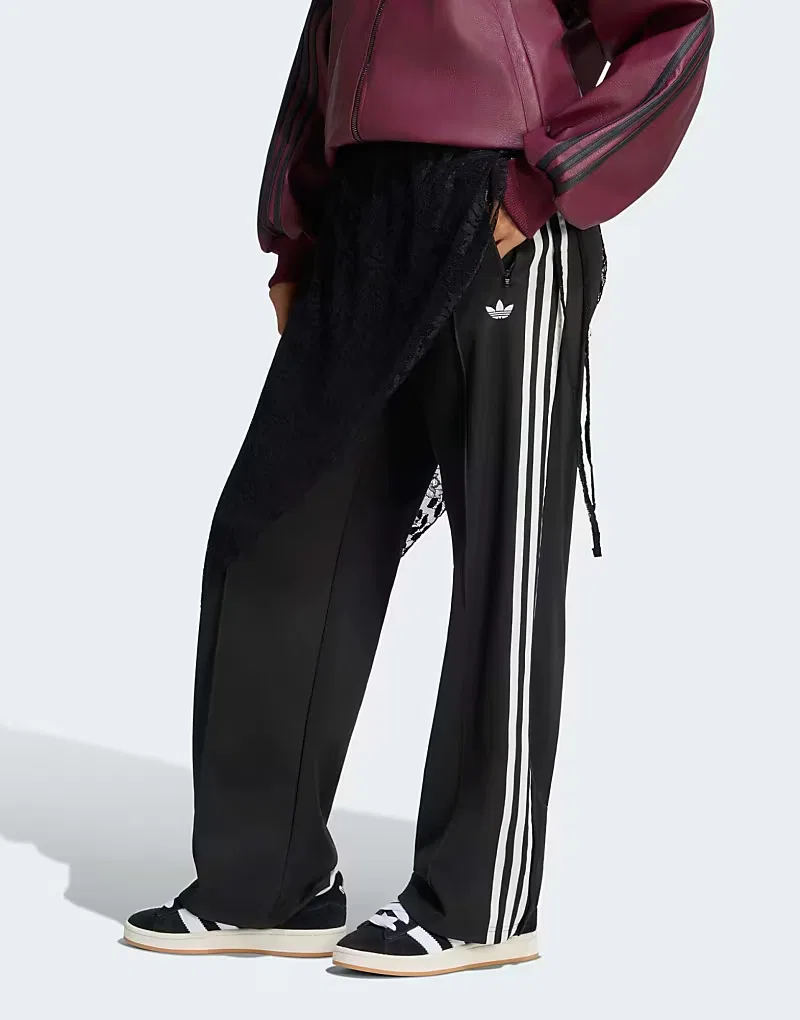 Спортивные брюки Adidas Originals 2-в-1 Firebird свободного кроя с кружевной юбкой, черный