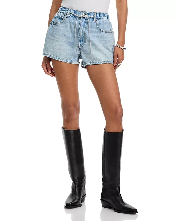 Женские шорты с завышенной талией Alexander Wang, Tinted Medium Indigo