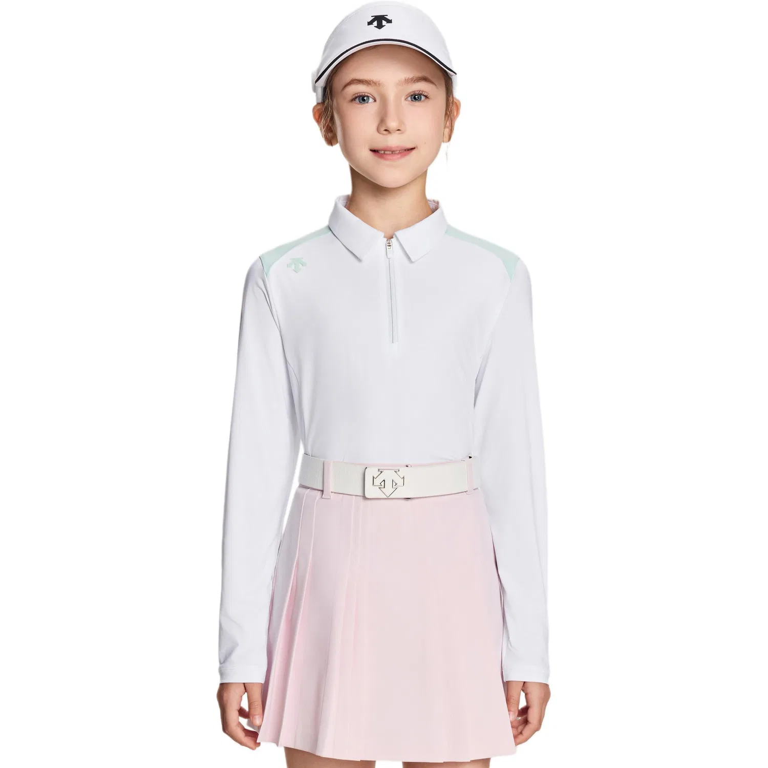 Детская футболка с поло-воротником DESCENTE, Brilliant White