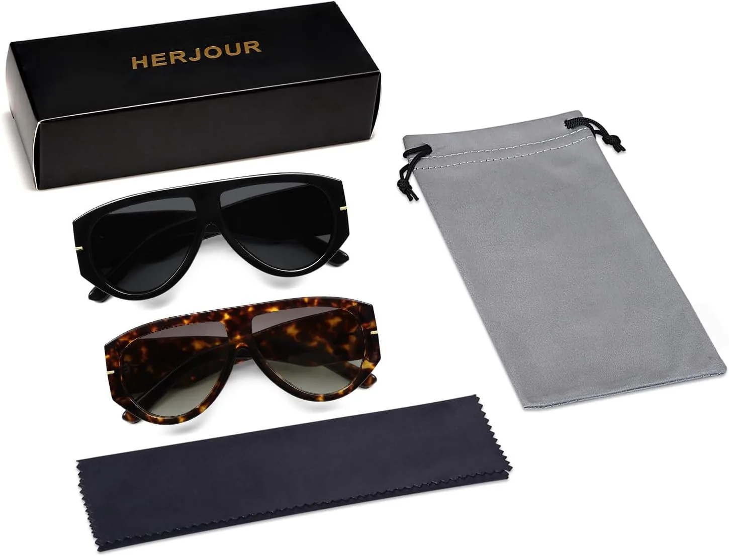 

Большие ретро-солнцезащитные очки-авиаторы для женщин и мужчин, классические винтажные солнцезащитные очки 70-х годов AR82227 HERJOUR, Deep Black+deep Tortoise/Grey