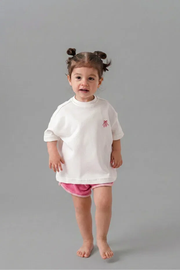 Детская футболка оверсайз с вышивкой Elibaby, Pink Embroidery