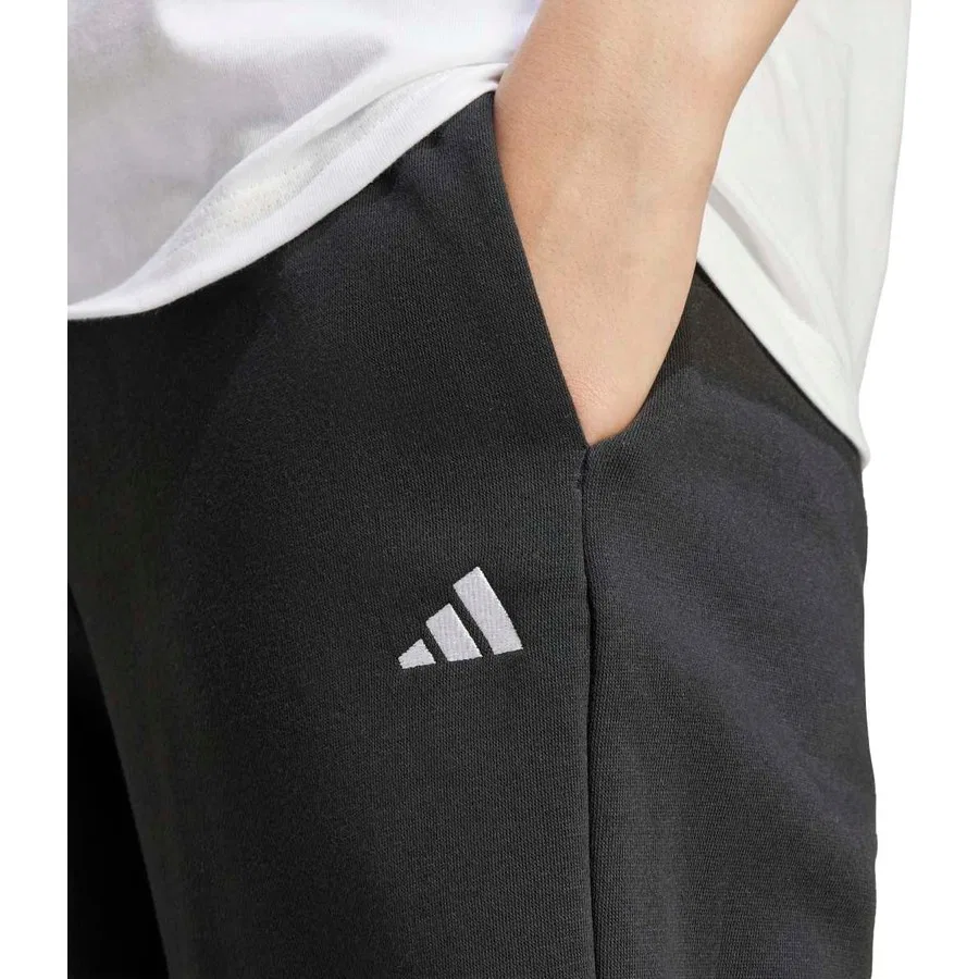 Спортивные штаны с принтом и открытым низом adidas Sportswear JC5921 Essentials Small Logo Feel Cozy Open-Hem Pants, Черно-белый — фото 4