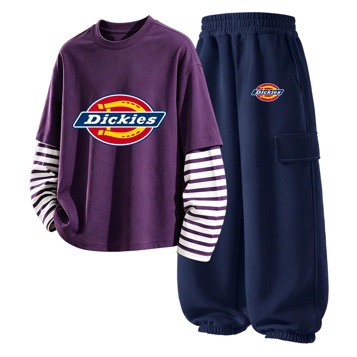 Детский комплект спортивной одежды с принтом Dickies, Purple/Navy Blue