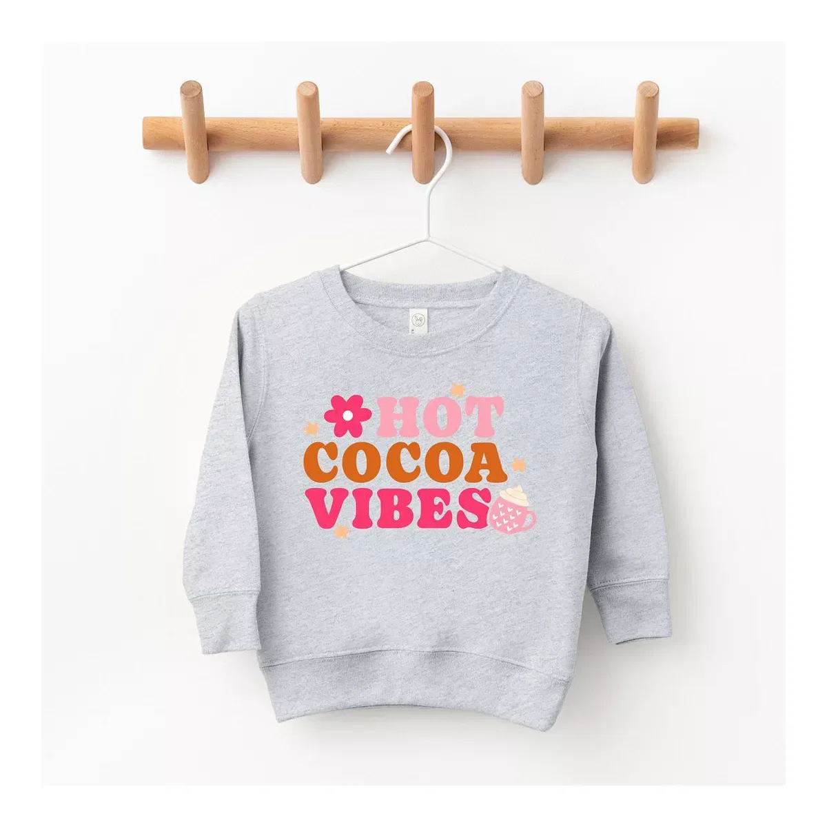 Детский свитшот с принтом Retro Hot Cocoa Vibes Mug The Juniper Shop, Heather Grey