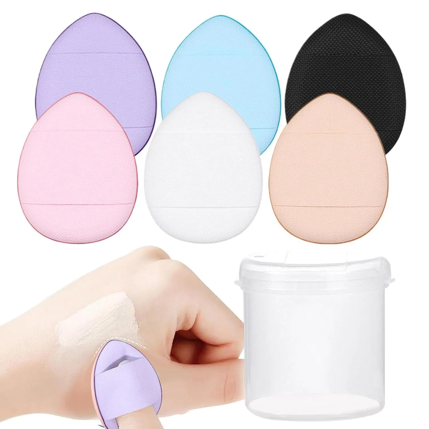 Спонж для макияжа Finger Puff, Ynnhik, набор 6 шт, 3.9x3.1 см