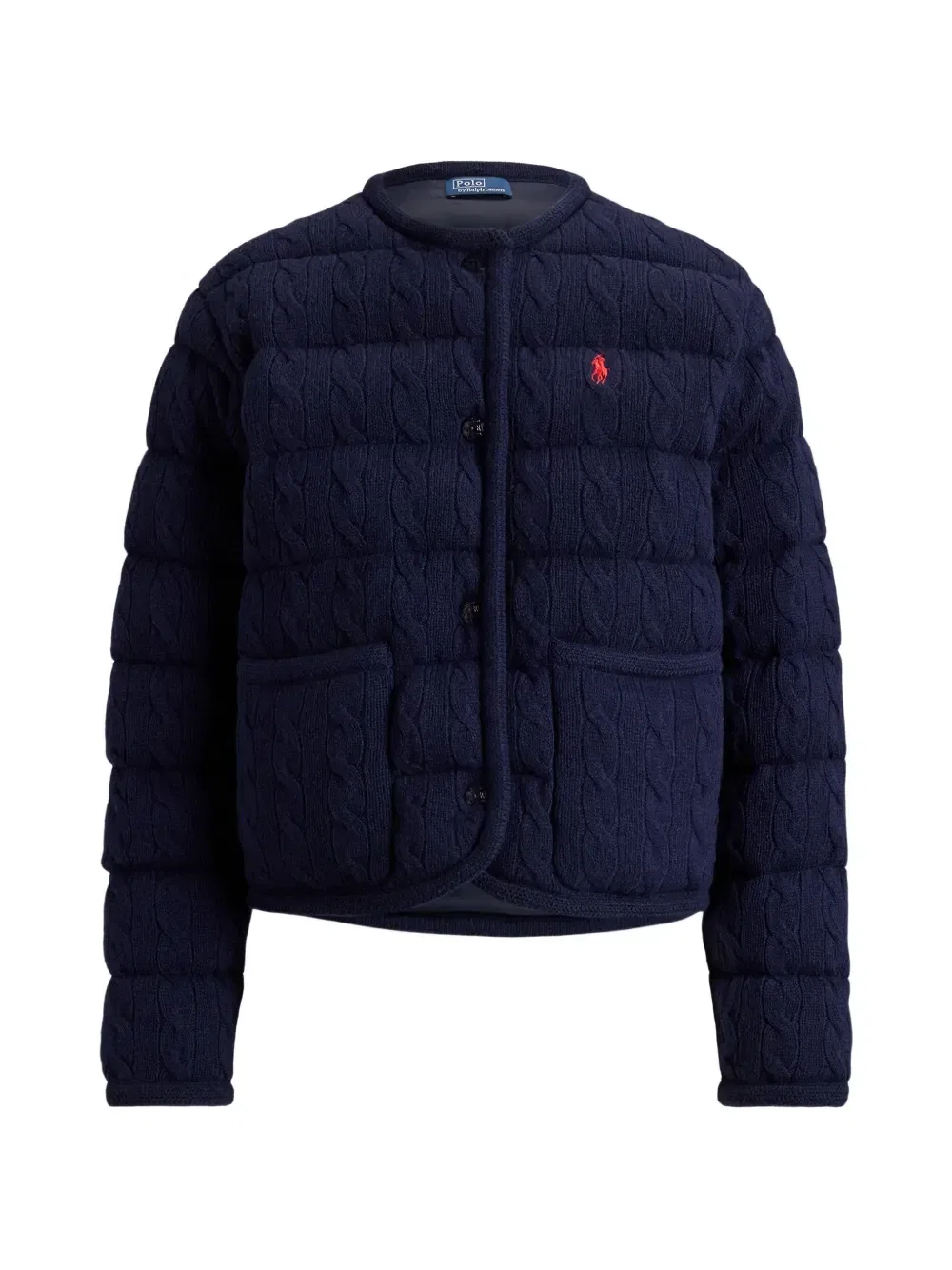 Стеганый пуховик фактурной вязки Polo Ralph Lauren, синий