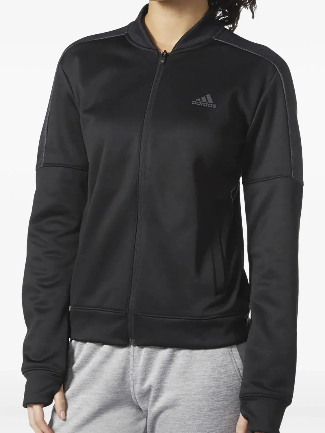 Куртка-бомбер с застежкой на молнию Adidas, черный