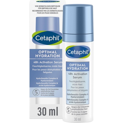 

Сыворотка для лица CETAPHIL Optimal Hydration 48h Activation 30ml for Dehydrated Tired Facial Skin Strengthens Skin Barrier and Soothes Skin With Glycerin Sunflower Oil Shea Butter & Hyaluronic Acid
