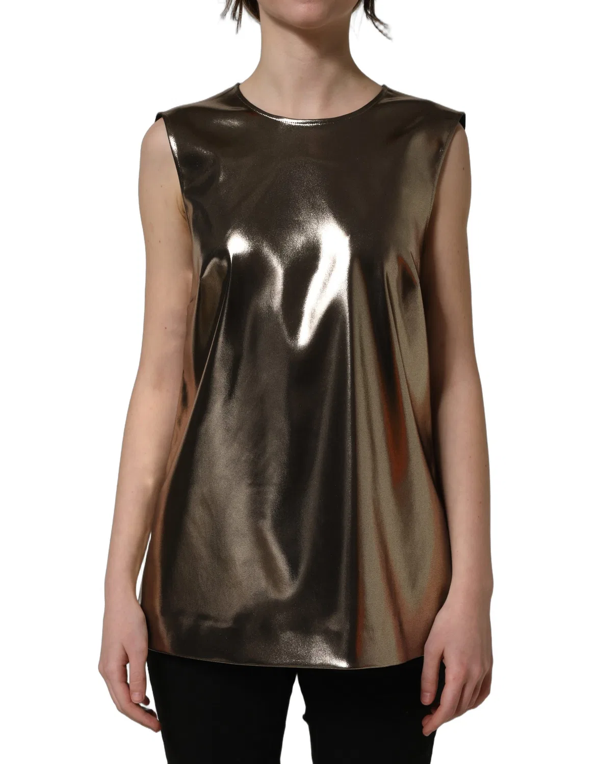 Женская майка без рукавов Metallic Bronze Roundneck Dolce & Gabbana, Bronze — фото 2