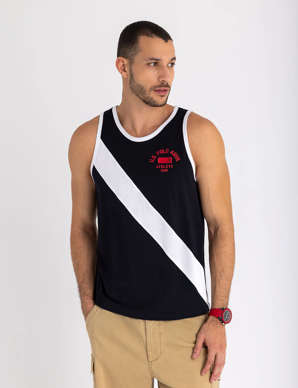 

Майка U.S. Polo Assn Contrast Diagonal Sash Muscle, черный