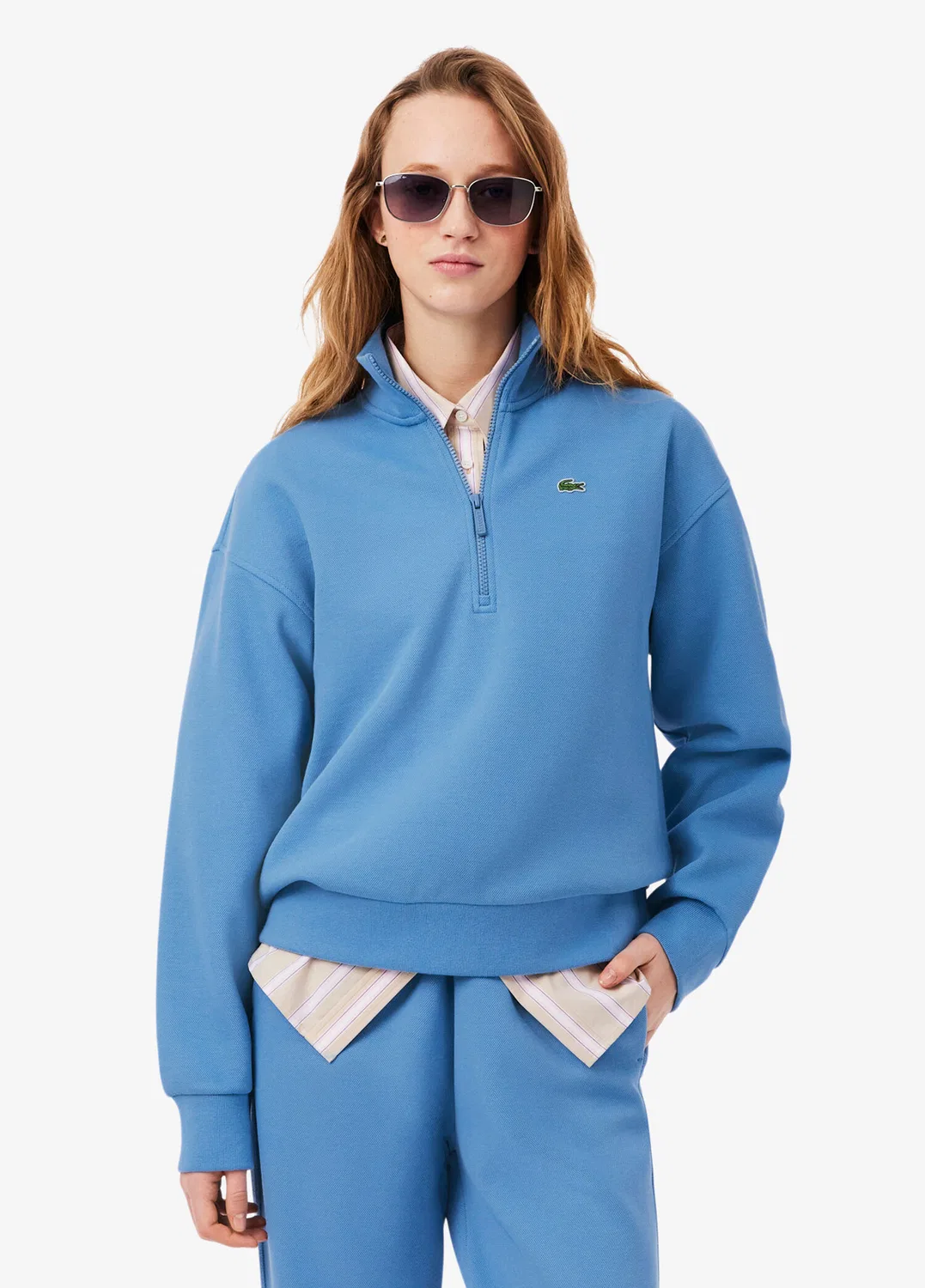 Свитшот женский Lacoste Mavi, Mavi-776, с логотипом крокодила, темно-синий — фото 2