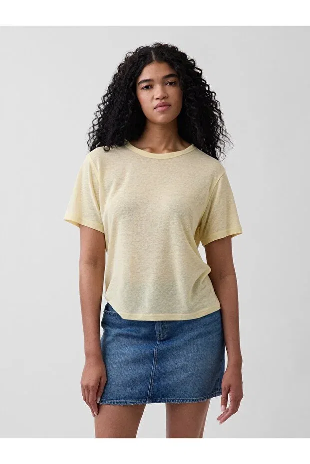 Женская футболка льняная Relaxed T-Shirt Gap, Yellow-004