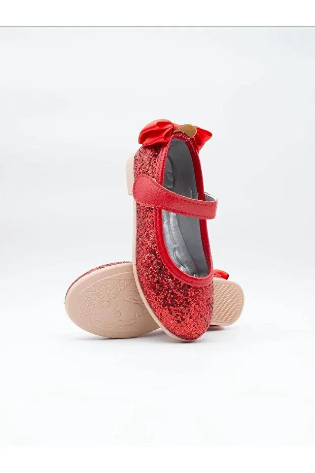 Детские балетки для девочек красные с блестками Ege Kids, Red