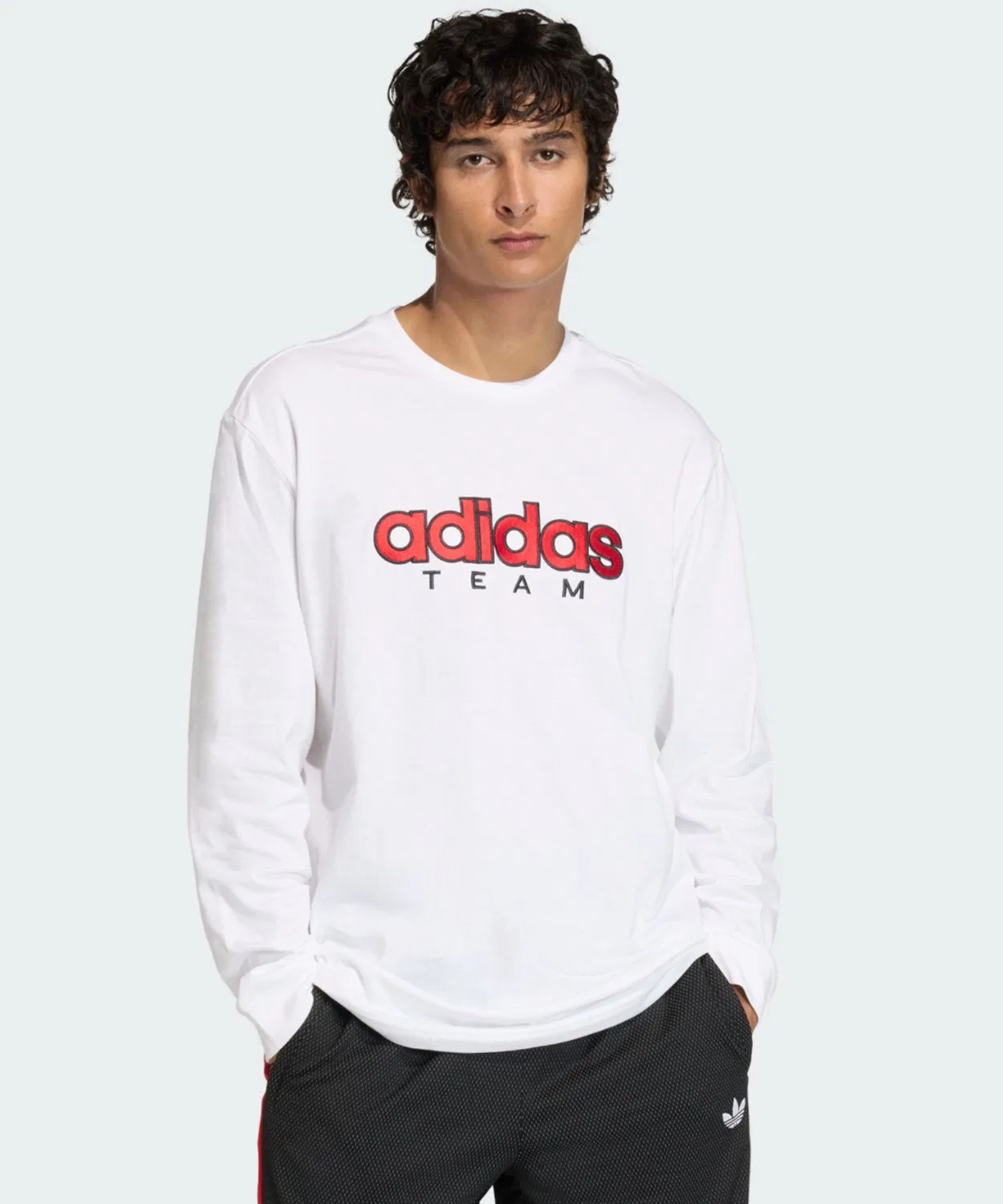 Мужская футболка с длинным рукавомс графическим принтом Adidas Originals, Белая
