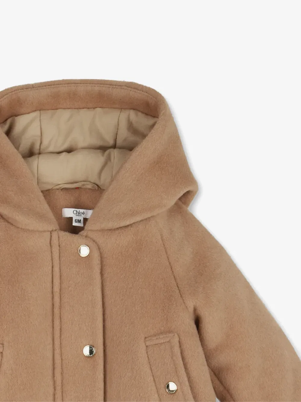 Пальто с капюшоном и искусственным мехом Chloe Kids, бежевый — фото 3