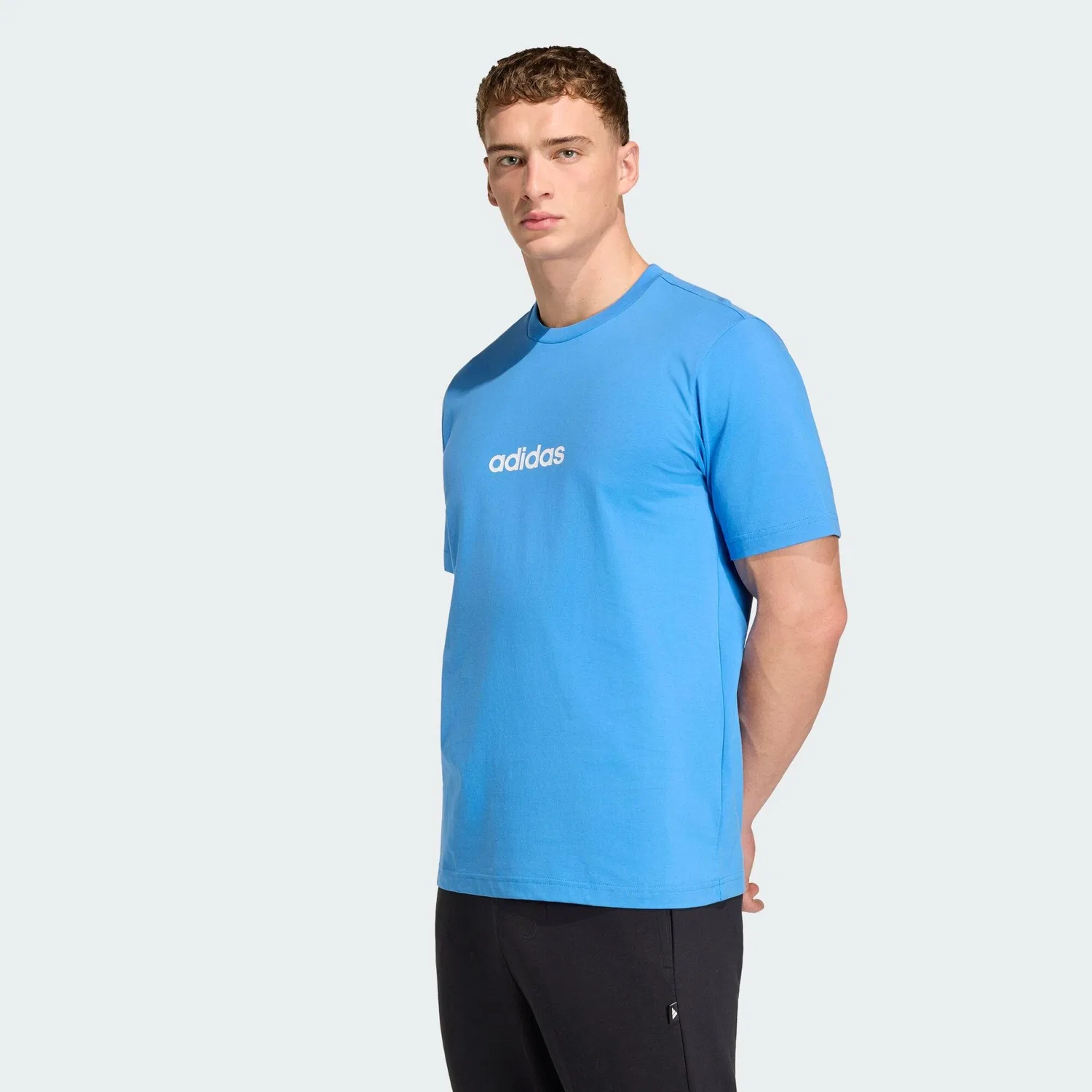 Мужская футболка с принтом Essentials Linear Single Jersey T-Shirt Adidas, Blau Weiß