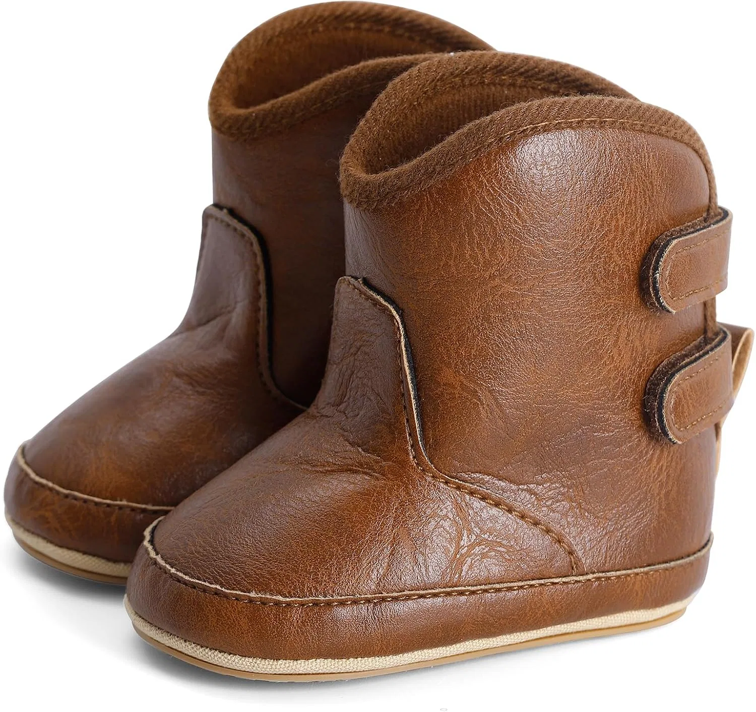 Детские ботинки для мальчиков с круглым носком Western Cowboy Boots ESTAMICO, Brown