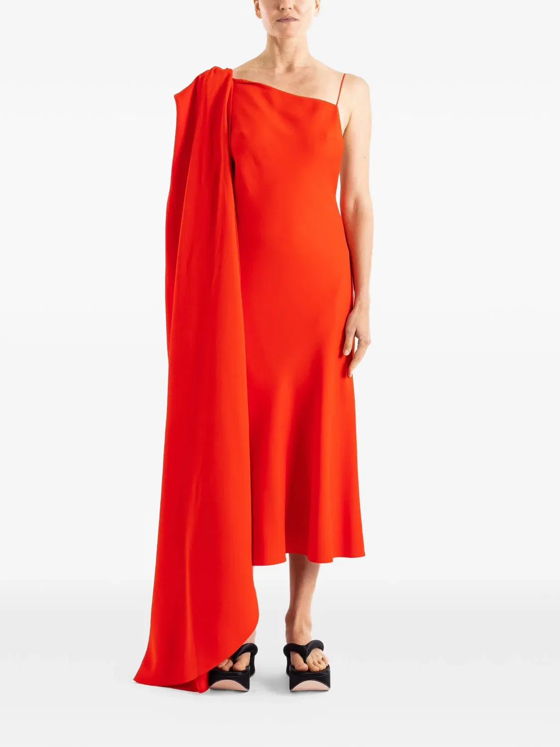 Платье асимметричного кроя с драпировкой Balenciaga, красный