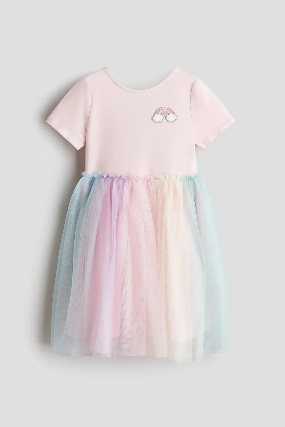 Платье с вышивкой и юбкой из тюля H&M, Blassrosa/Regenbogen