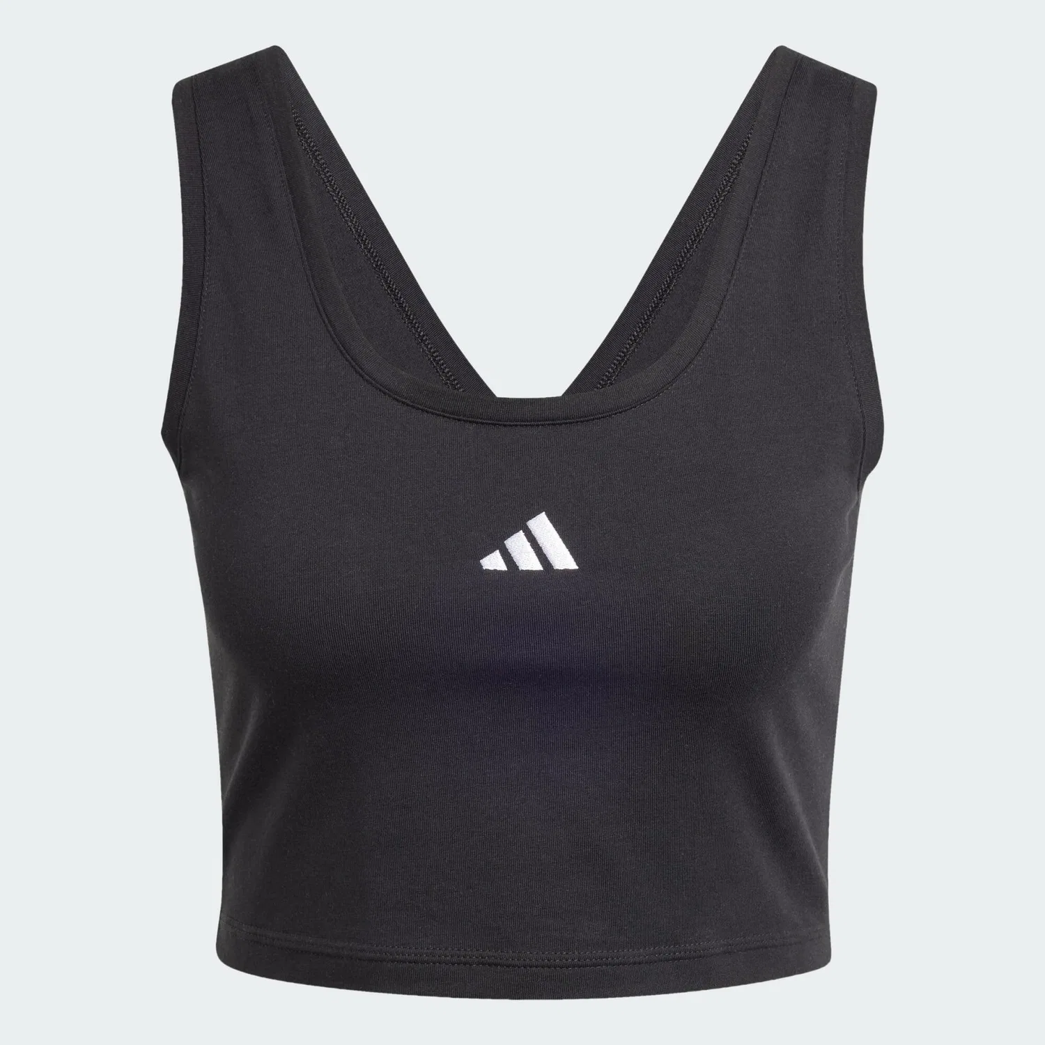 Женский хлопковый топ с принтом Essentials Small Logo Cotton Lifestyle Tanktop Adidas, Schwarz / Weiss — фото 2