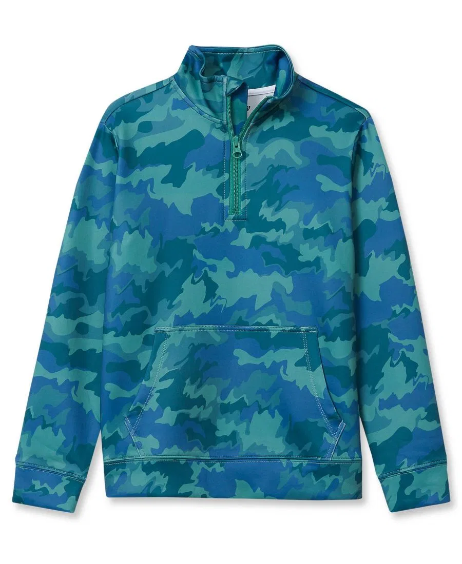 Детская куртка с четверть-молнией Clover Green Camo Lands' End
