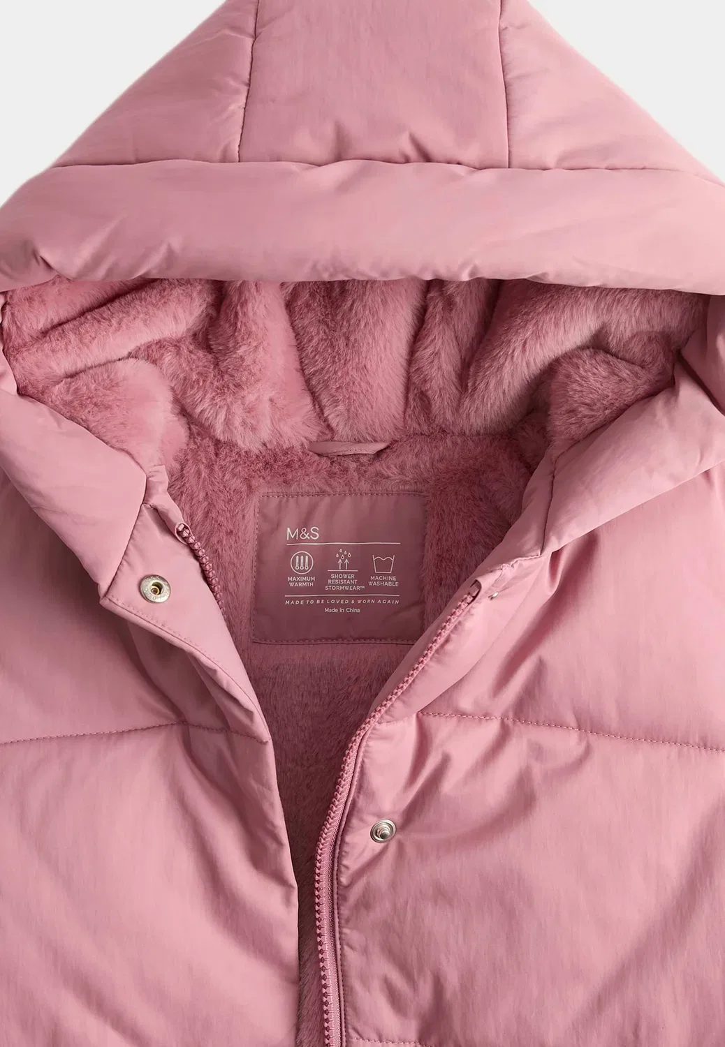 Удлиненная стеганая куртка. - зимнее пальто Marks & Spencer, Dusted Pink — фото 4
