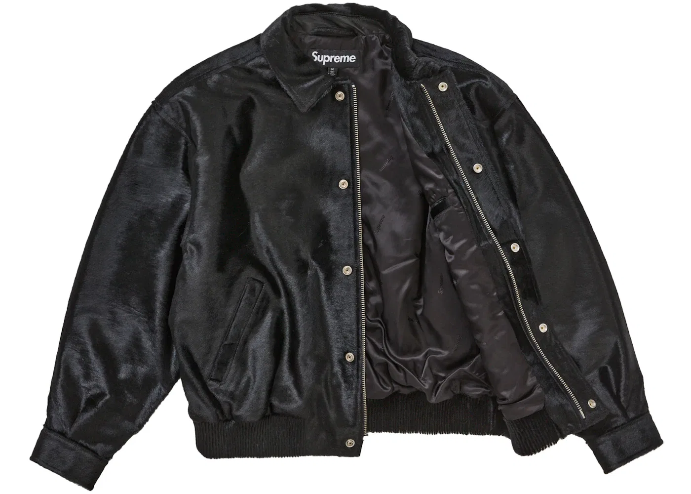 Мужская куртка-бомбер Supreme Ponyhair Varsity Jacket, Black — фото 2