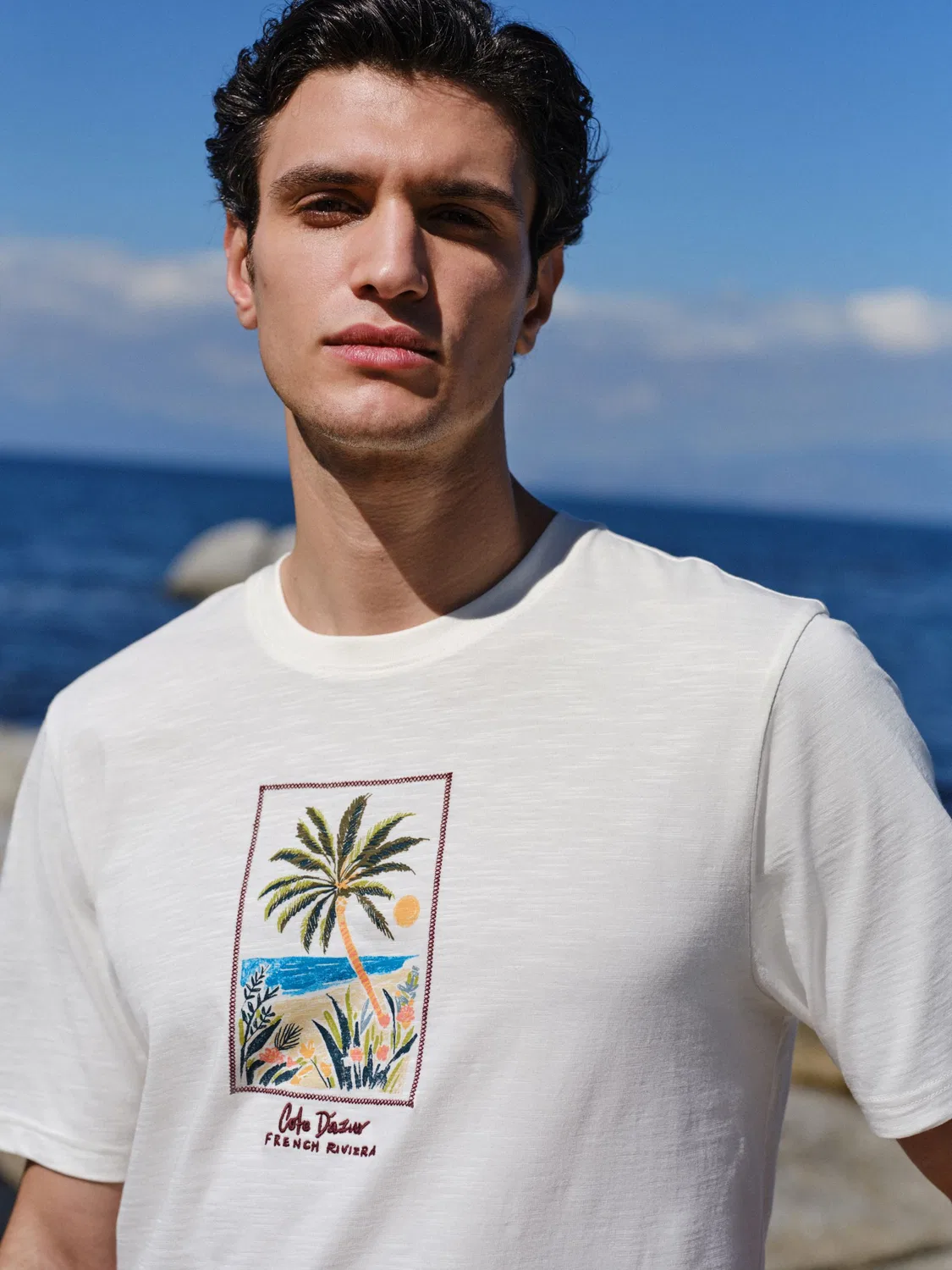 Футболка с принтом пальмы, Regular Fit, White Palm Tree Next, белый