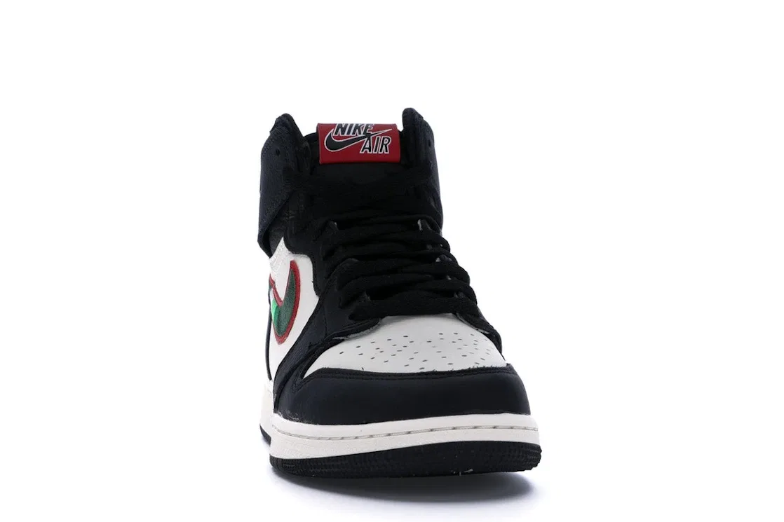 Детские кроссовки с высоким верхом Jordan 1 Retro High Sports Illustrated Jordan, Black/Varsity Red-Sail-University Blue-Light Green Spark — фото 2