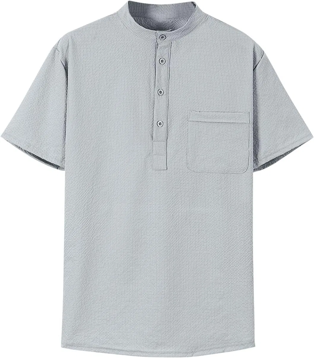 Мужская классическая футболка-поло Henley, Gray