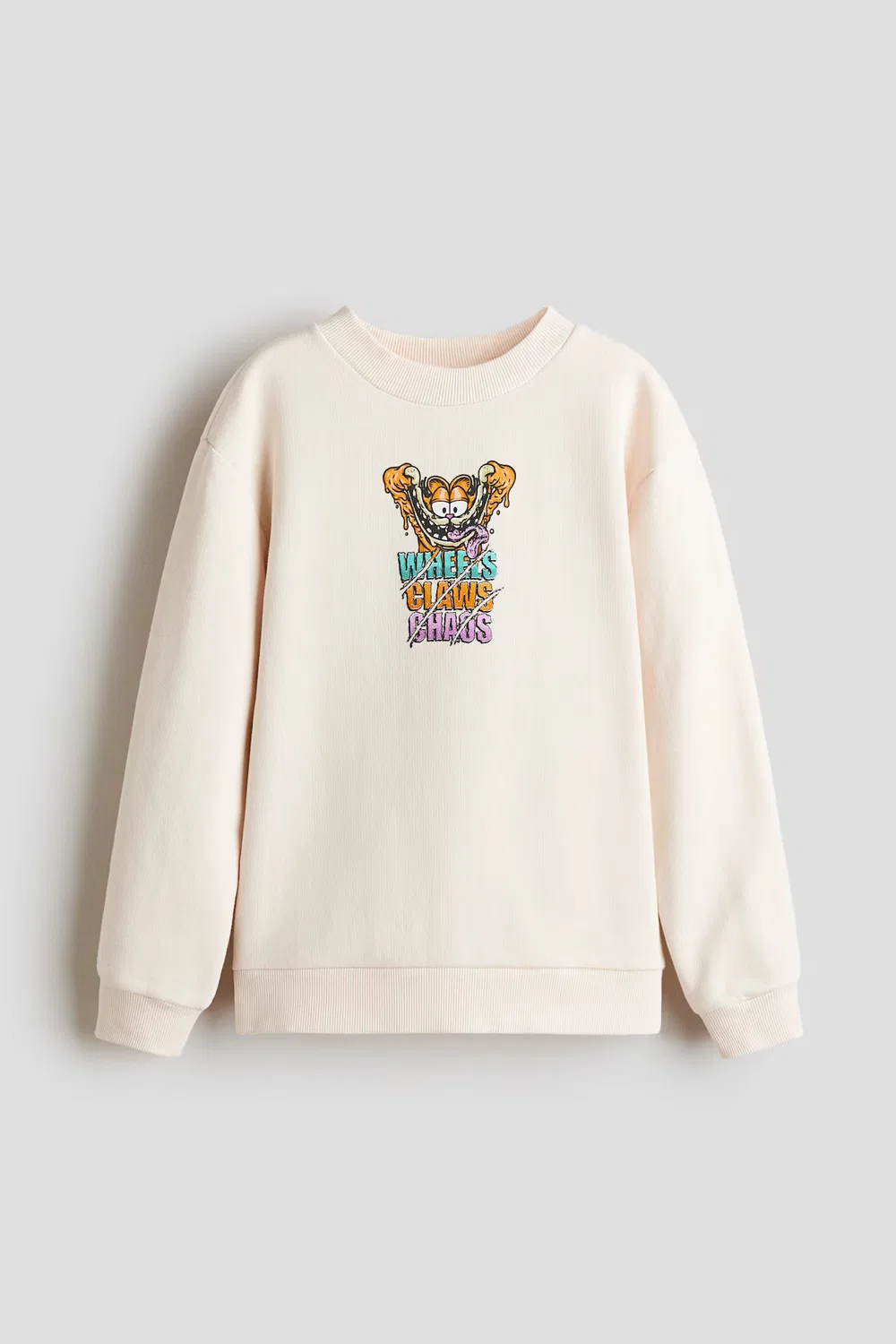 Хлопковая толстовка с принтом H&M, Hellbeige/Garfield