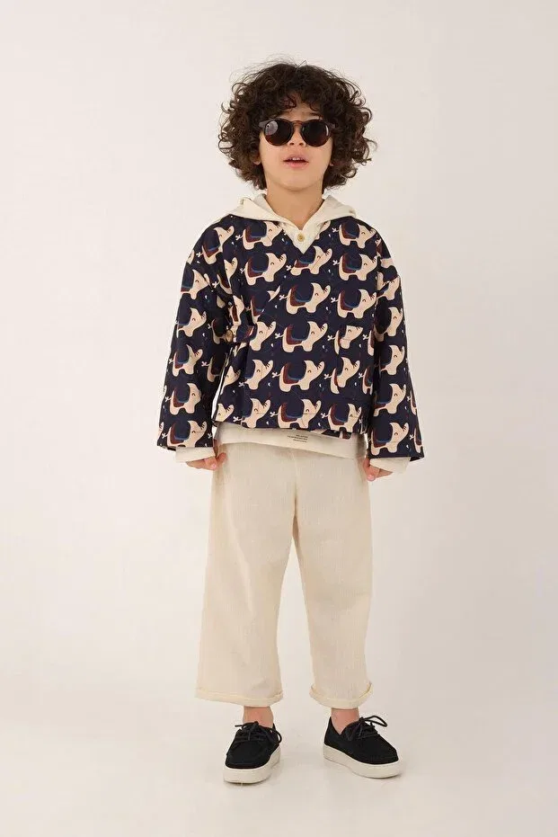 Детская куртка для девочек с принтом Double breasted elephant patterned jacket Mioma Kids, Blue — фото 3