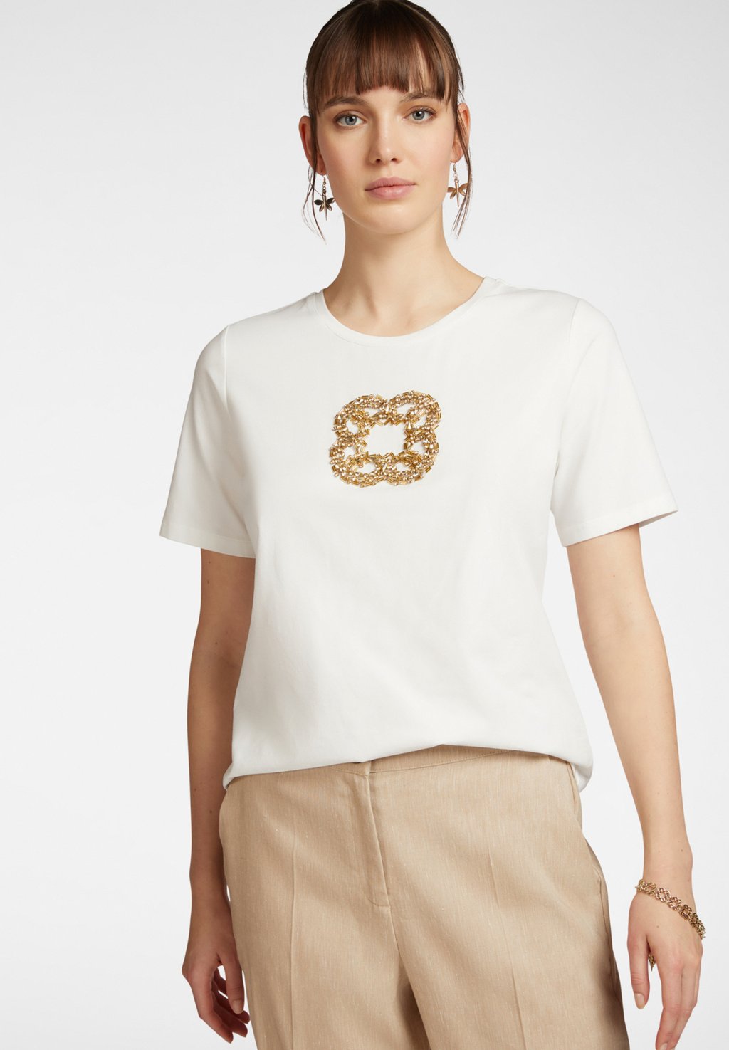 

Футболка с принтом CON RICAMO Elena Mirò, белый