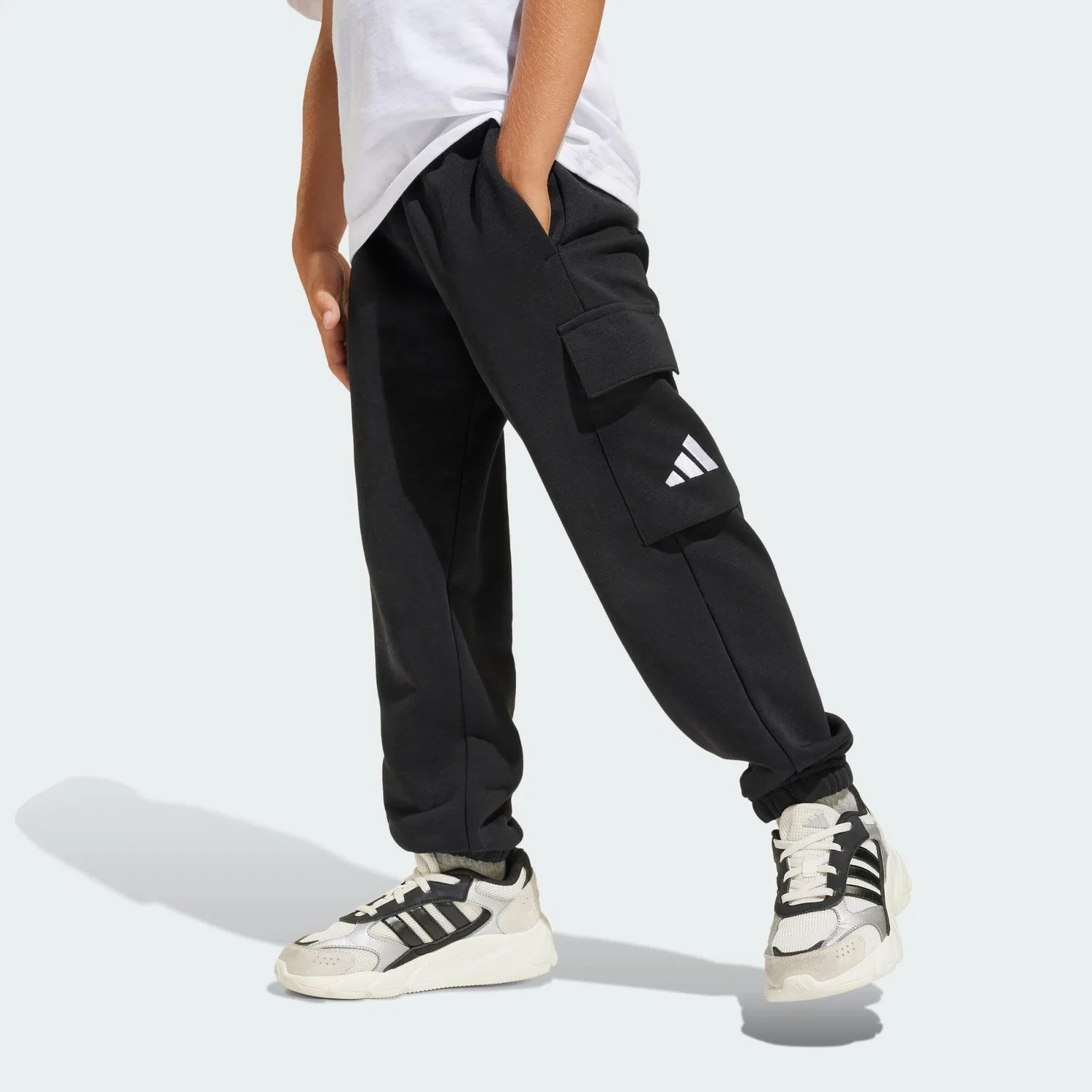 Детские штаны-карго Essentials Adidas, Schwarz Weiss — фото 2