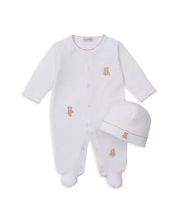 Детский комплект комбинезона и шапочки с медвежонком Unisex bear footie & hat set Kissy Kissy, White/Tan