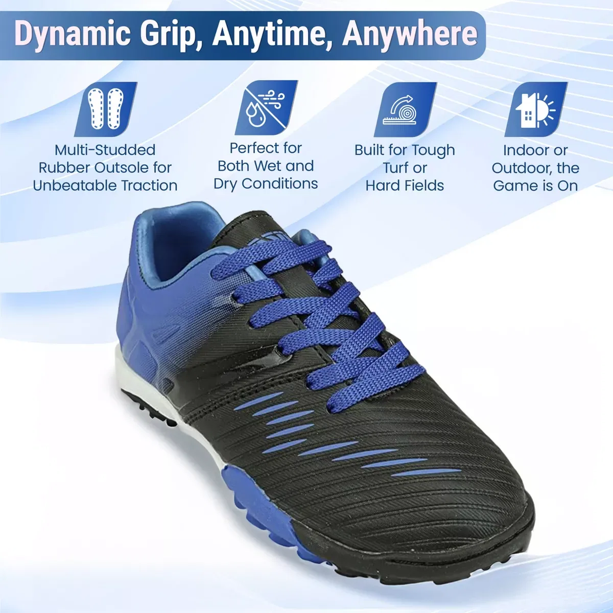 Детские бутсы для футбола с литым подошвой Vizari Turf Soccer Cleats, Blue — фото 3