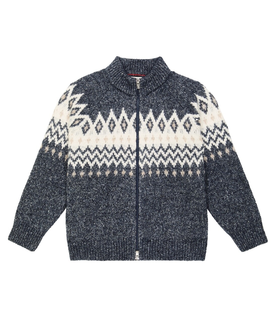 

Кардиган вязки интарсия с жаккардовым узором Brunello Cucinelli Kids, серый
