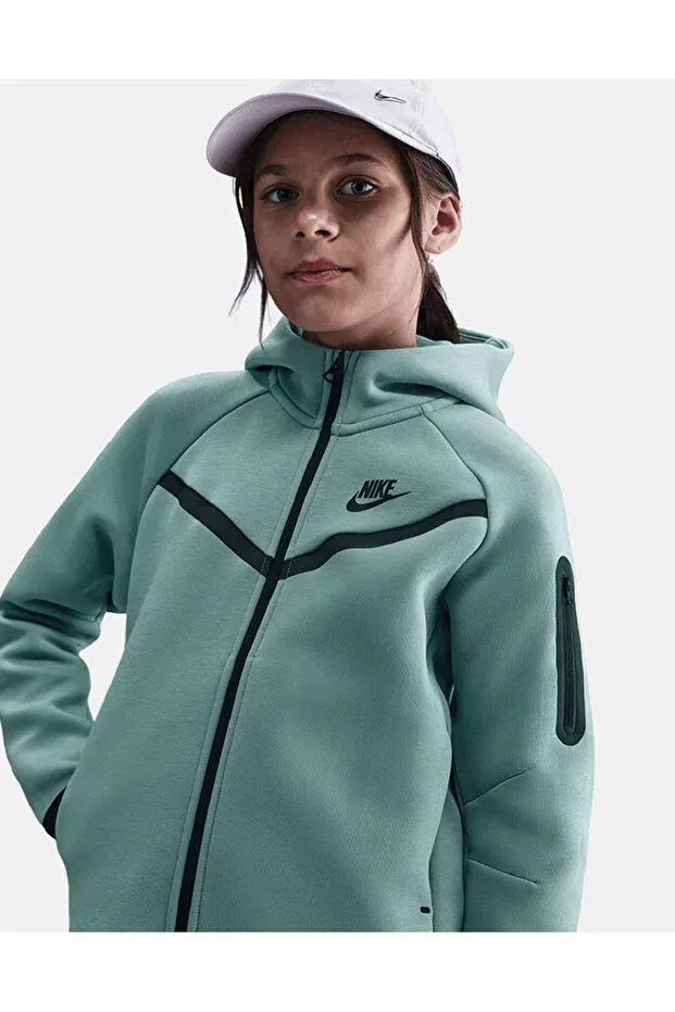Детское худи для девочек с длинным рукавом Sportswear Tech Fleece Full-Zip Hoodie Hit Sports Nike, Green