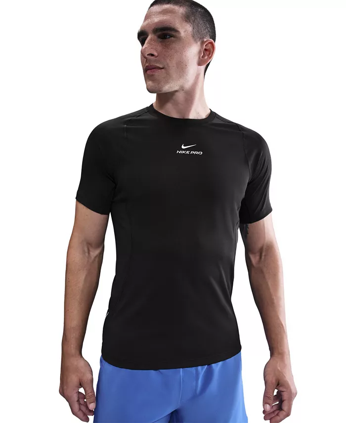 Мужская профессиональная тренировочная футболка Dri-Fit с коротким рукавом Nike, черный — фото 4