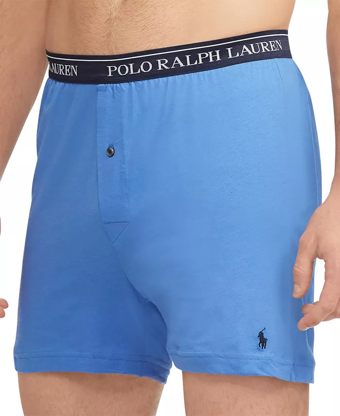Мужские боксеры из хлопкового трикотажа классического кроя, 5 штук Polo Ralph Lauren, синий — фото 4