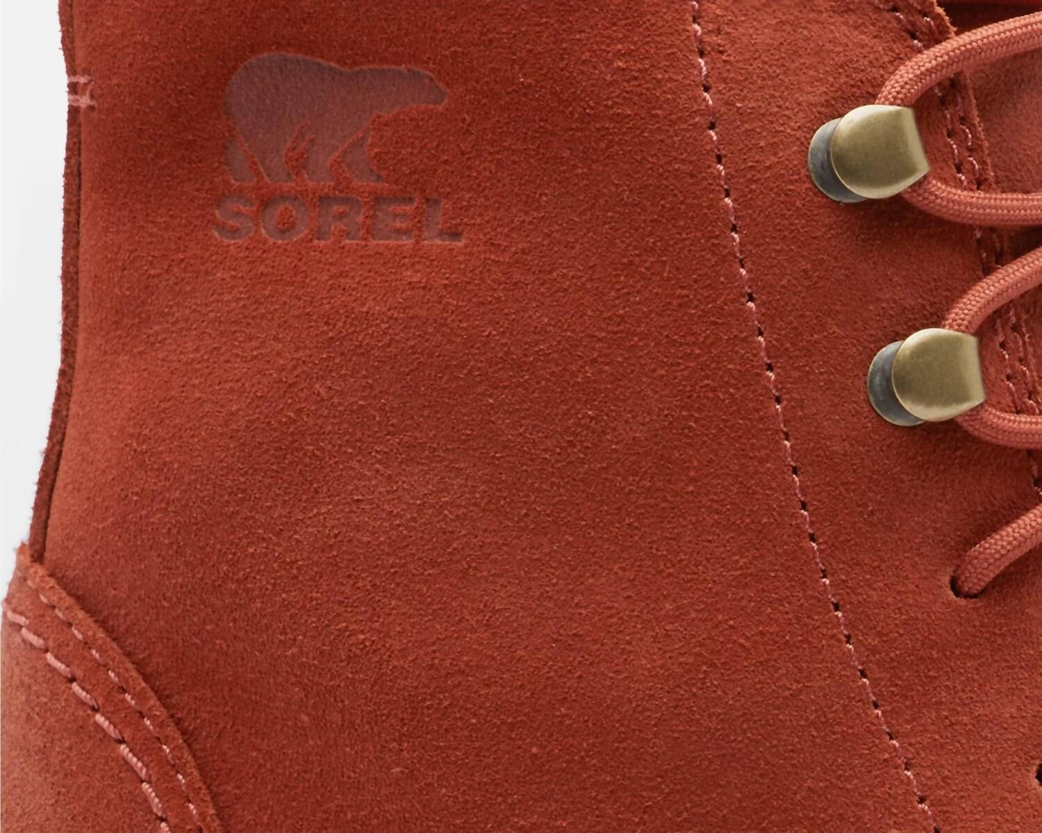 Женские ботинки на шнуровке на высоком каблуке цвета Warp Red Tawny Buff Sorel — фото 3