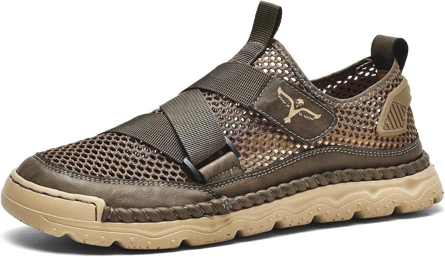 

Мужские сандалии Abborora ручной работы, дышащая сетка, закрытый носок, пляжная обувь, хаки