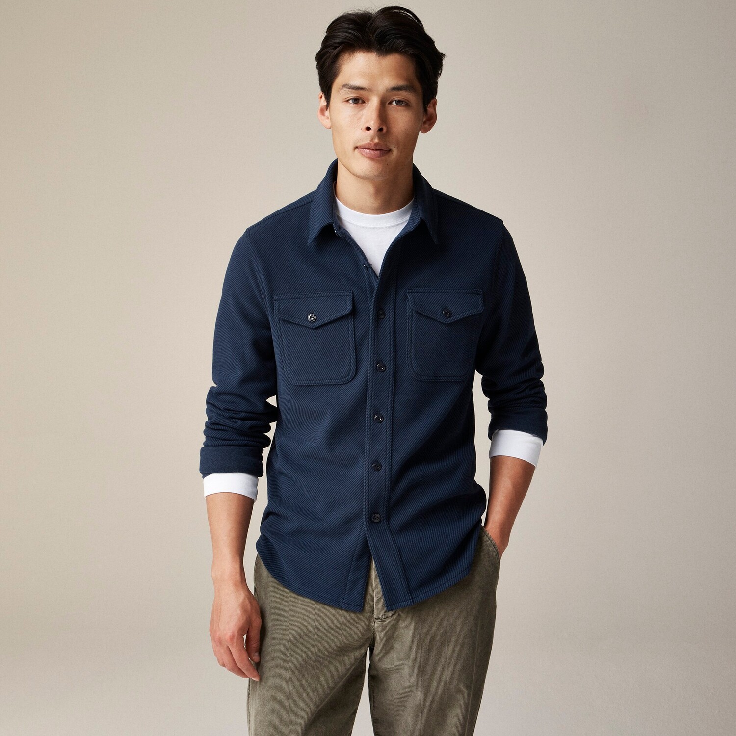 

Рубашка из мягкой трикотажной ткани Seaboard в клетку J.Crew, синий
