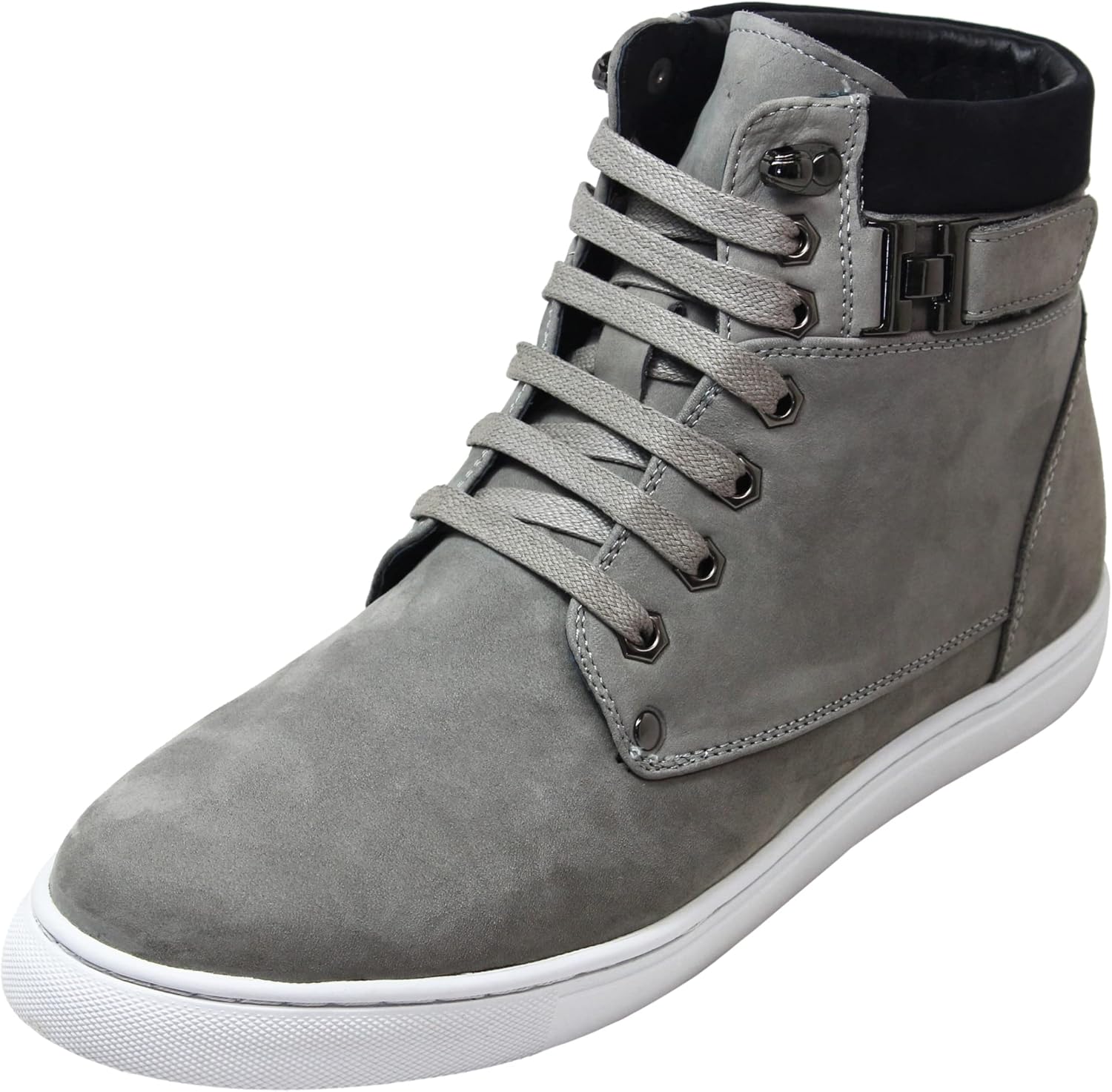 

Мужские невидимые увеличивающие рост обувь CALTO - серые кроссовки из нубука на шнуровке - увеличение роста на 7 см - T53120 - размер 9 D(M) US