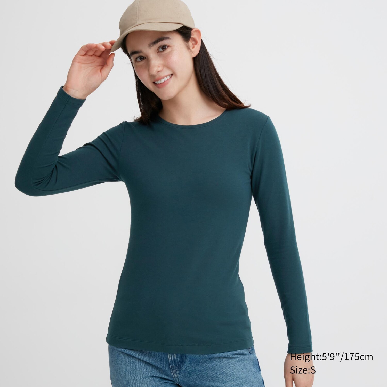 

Топ Uniqlo Heattech с круглым вырезом и длинными рукавами, темно - зеленый